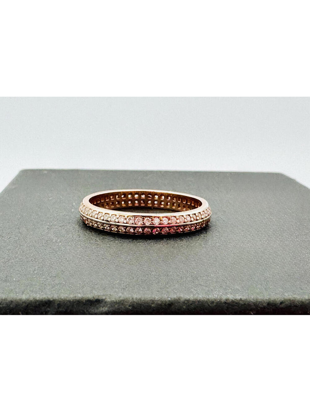 Rose gold plated sterling silver cz eternity ring sz. 10
